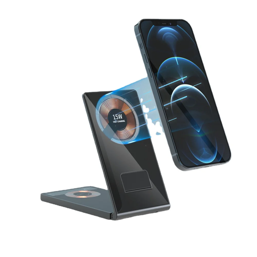 High tech trending products 2023 new arrivals Qi Wireless Charger Stand 3 In 1 Wireless Charger type c cable fast charging