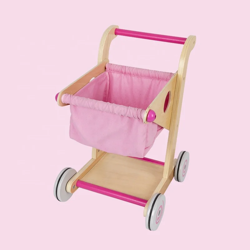 2022 Hot Selling Cute Wooden Home Shopping Cart  New Design High Quality Boys Girls Simulation Role Playing Toys