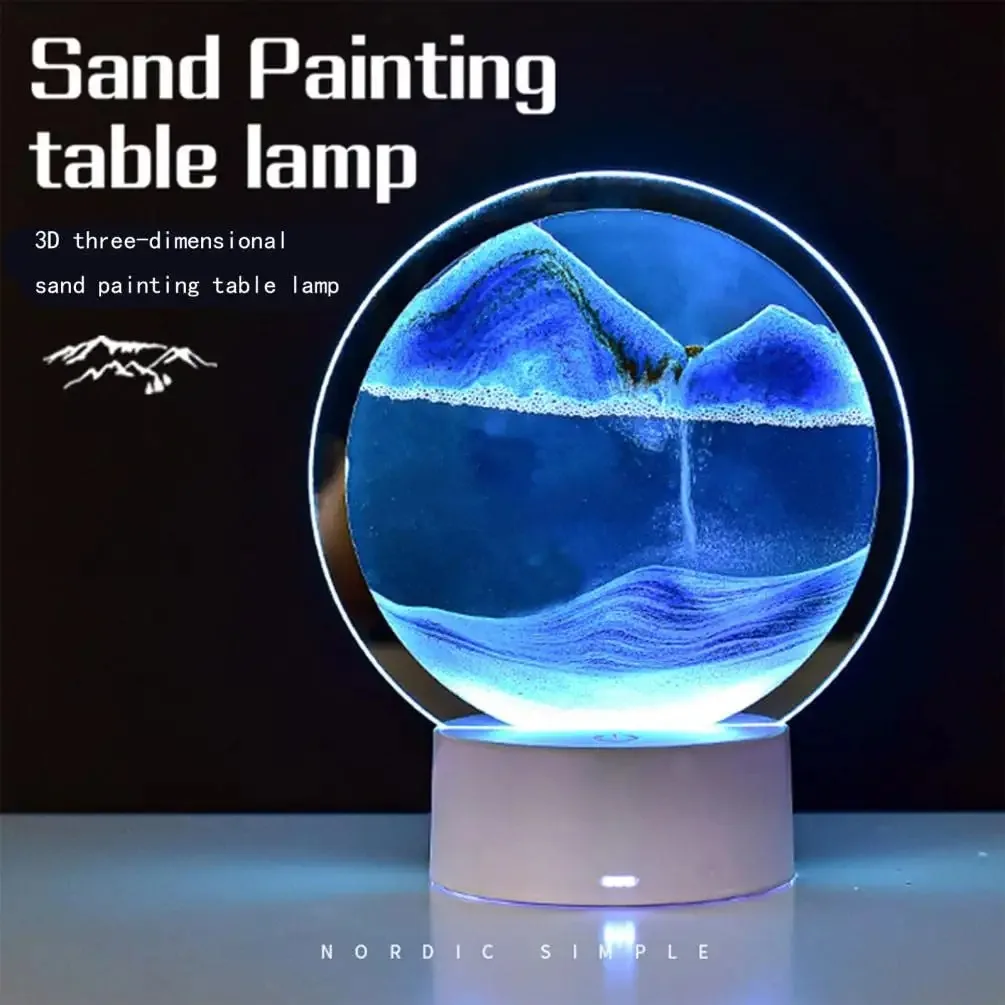 Hot Sale Colorful Large Dynamic Round Glass 3d Deep Moving Flowing Sand Art