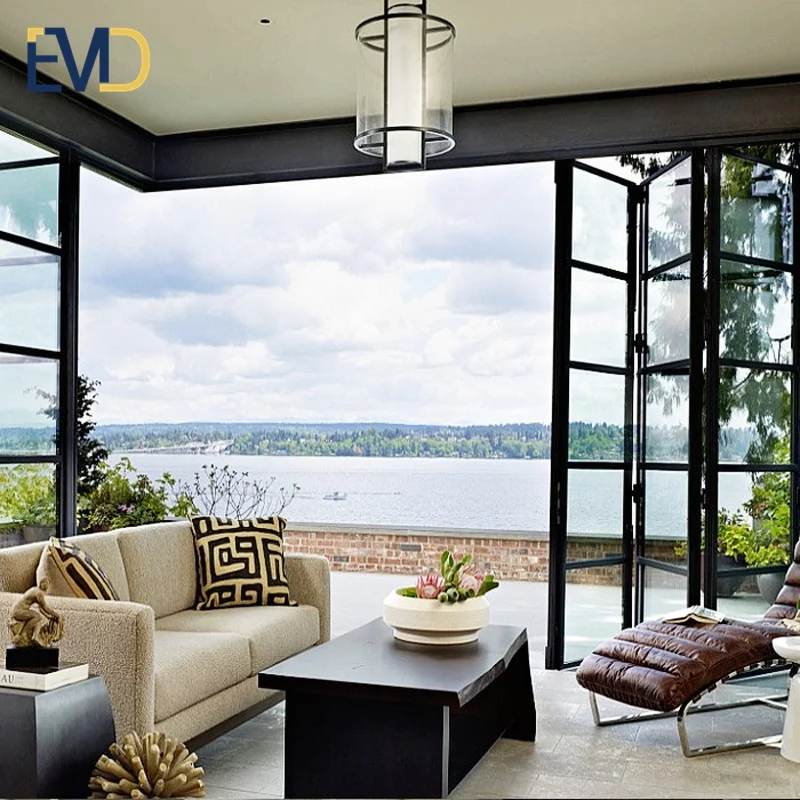 Современный стиль новый дизайн вилла звукоизоляционные алюминиевые балконные двустворчатые дверные профили от производителя
