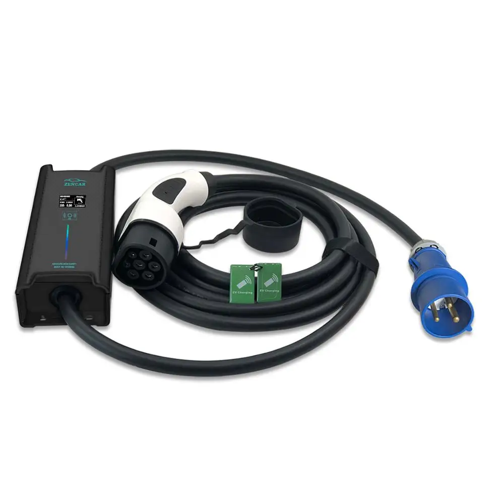 Level 2 charger 32A 7KW i3 charger Type 2 best plug in ev charging station with blue cee plug