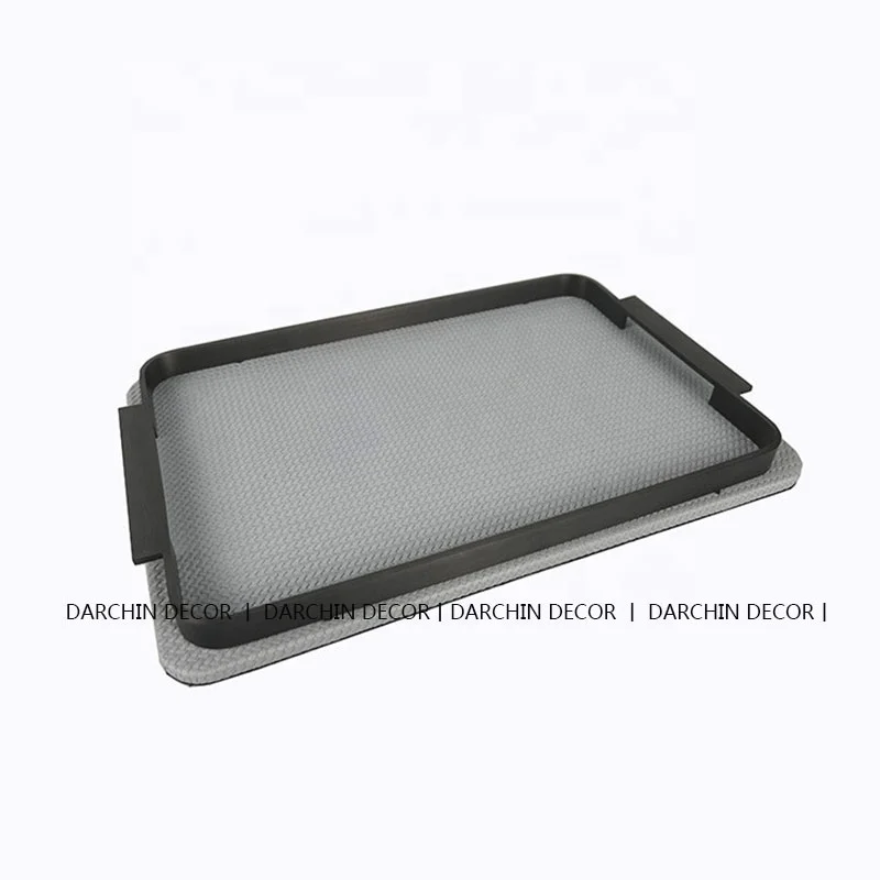 Weave pattern leather metal storage tray hotel exhibition hall tea table other home decoration