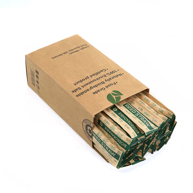 Hot Sale Factory Direct 100% Nature Eco-friendly Disposable Individually Wrapped Reed Straw