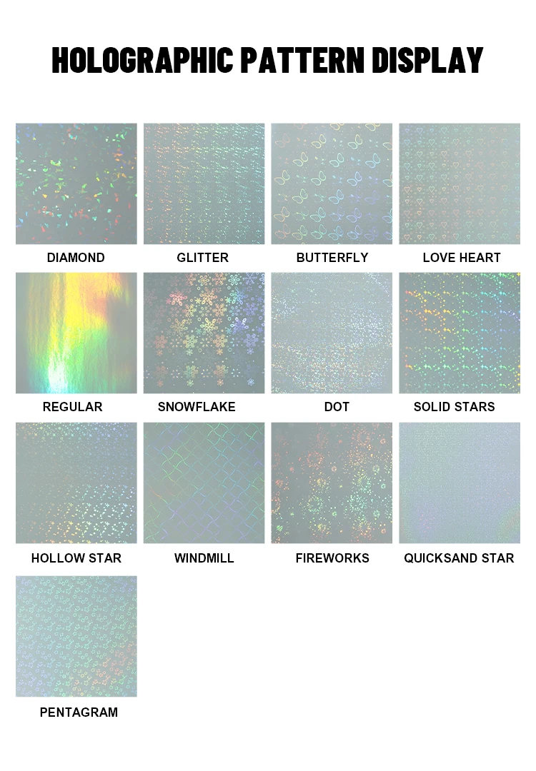 Waterproof Holographic Cold Laminate Film A4 Size Holographic Pet Film Hologram Overlay Film