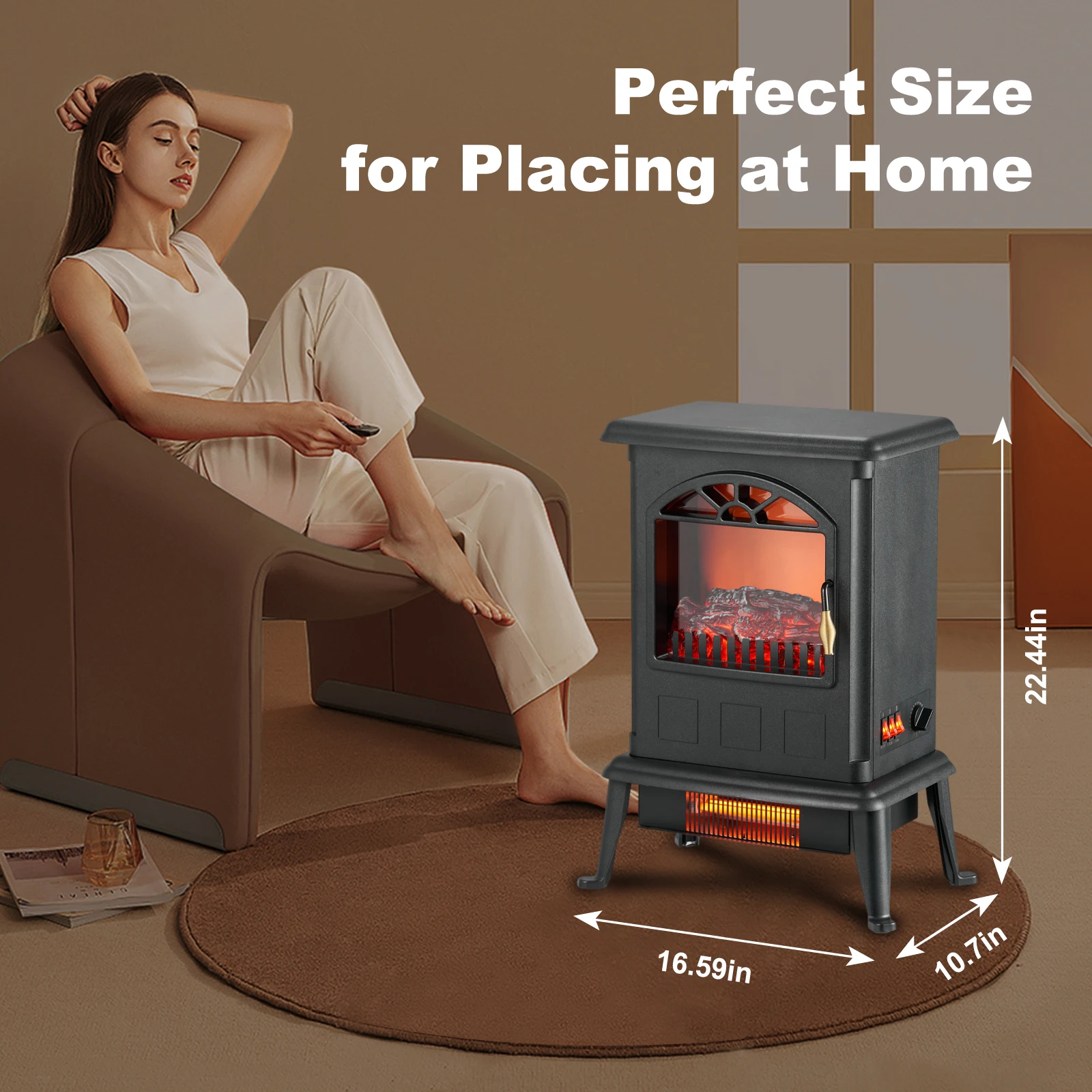 CETLus CTUVus CE ERP RoHS 1000W 1500W Infrared Heat Indoor Household Space Electric Fireplace Fire Place Manual Stove Heater