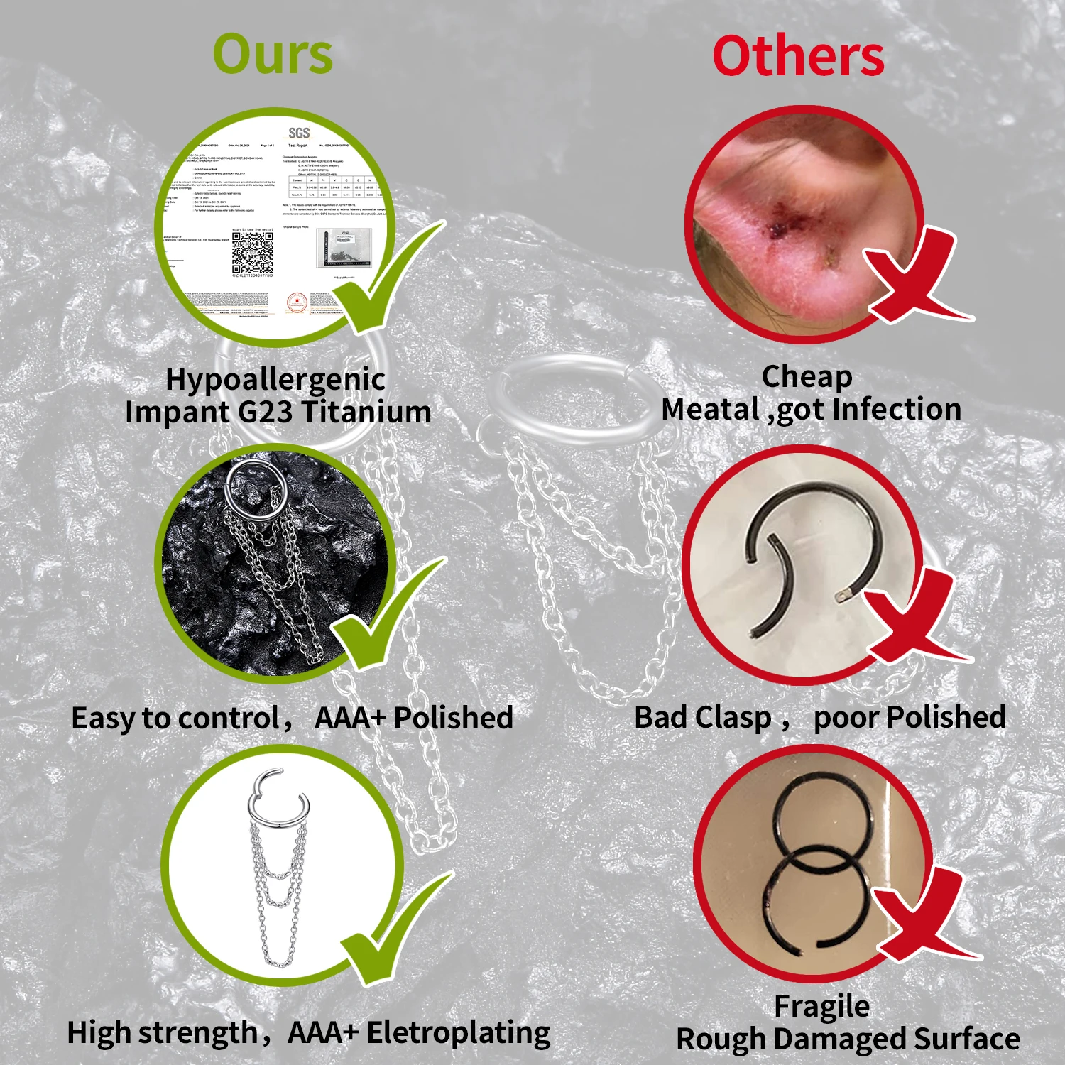 G23, титановые серьги-кольца Для Пирсинга Хряща, 16 г