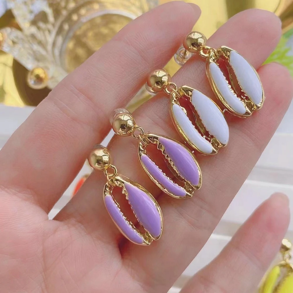 Enamel cute pliers Crab pliers Shrimp clamp brass earring charms brass colorful fashion earrings Jewelry for women