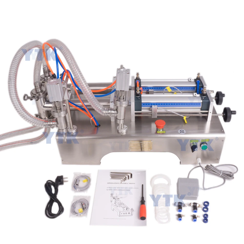 YTK-G2WY Pneumatic Two Nozzles Beverage Wine Vinegar Coffee Soft Drinks Liquid Detergent Bottle Filling Machines Factory Price