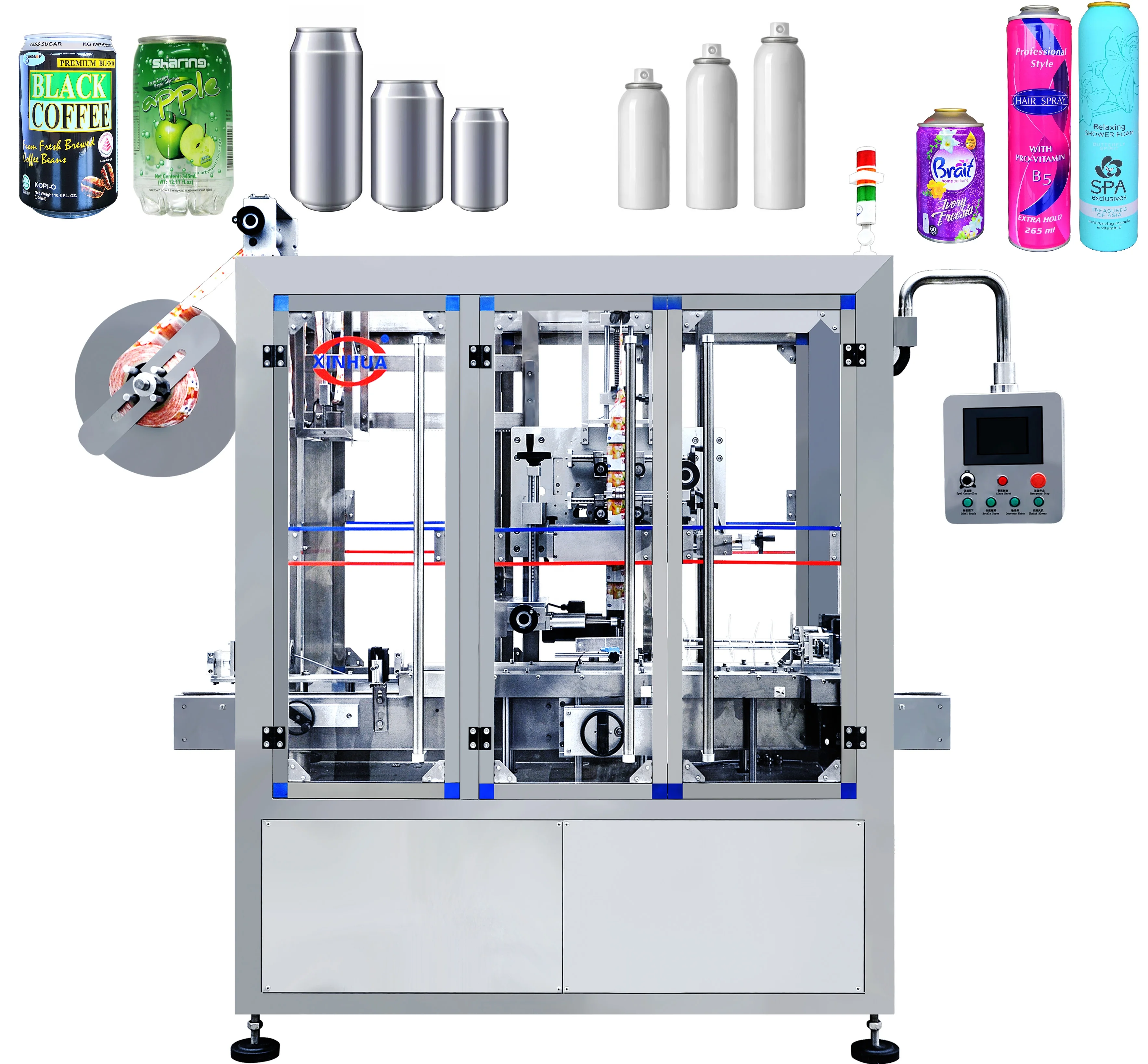 Automatic Carbonated Beverage Beer Can Pure Mineral Still Drink Soda Water Bottle Mini Shrink Sleeve Label Dispenser Machine