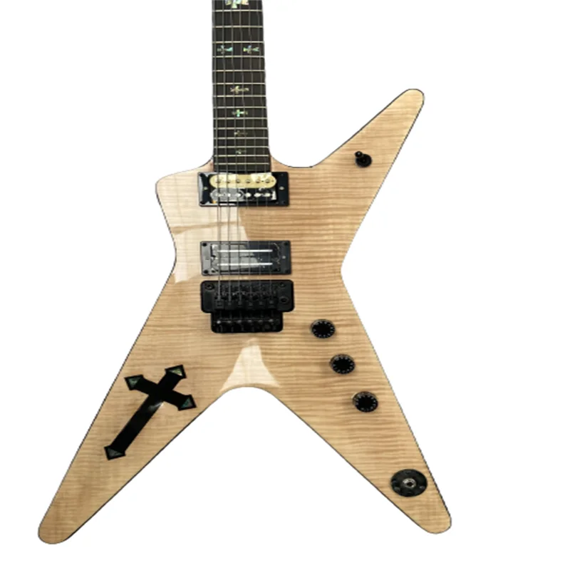Quality Dime Bag Crucifix Inlays 6 Electric Guitar Flame Maple Top Black Hardware Glossy Finishes free shipping in stock
