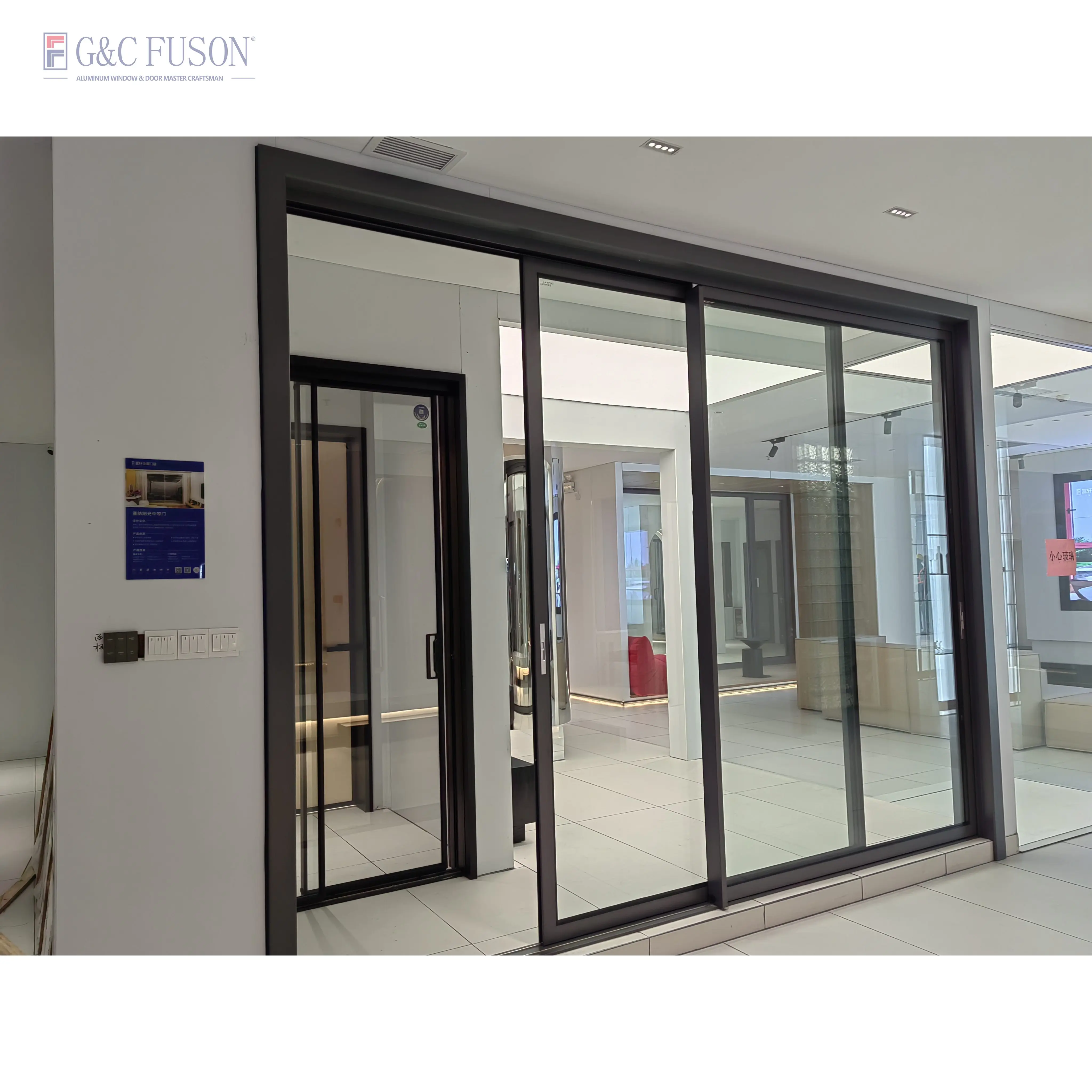 High Quality Residential And Commercial Use Customizable Aluminum Sliding Doors With Tempered Glass Space-Saving Design