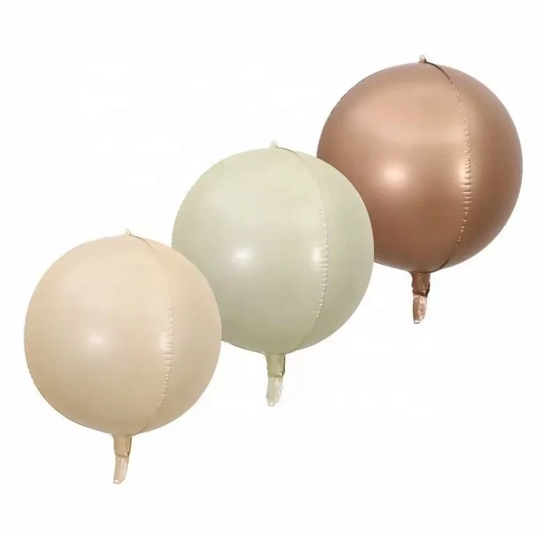 26inch 40 Inch caramel cream color Large Size Air Filled He 4d round orb star foil Balloons for birthday Party Anniversary Deco