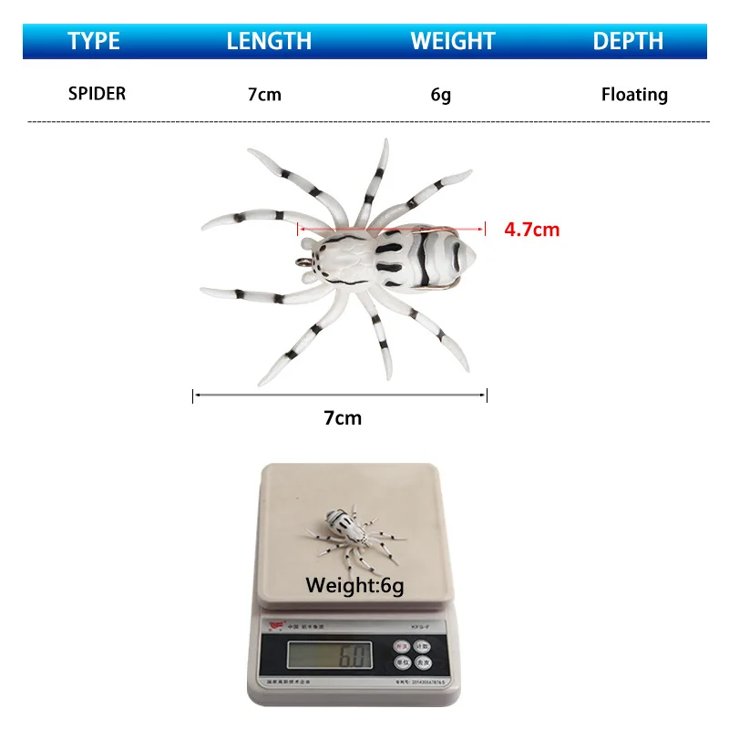 New product 4.7cm 6g silicone spider freshwater sea fishing soft bait