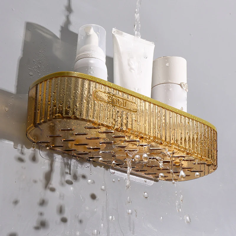 Fashion Cheap Wall Mount Plastic Shelf Shower Storage Rack Gel Holder for WC Shampoo  Toilet Bathroom Accessories
