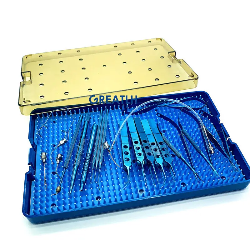 Titanium Alloy 21pcs for cataract surgery Ophthalmic instrument With silicone sterilization box