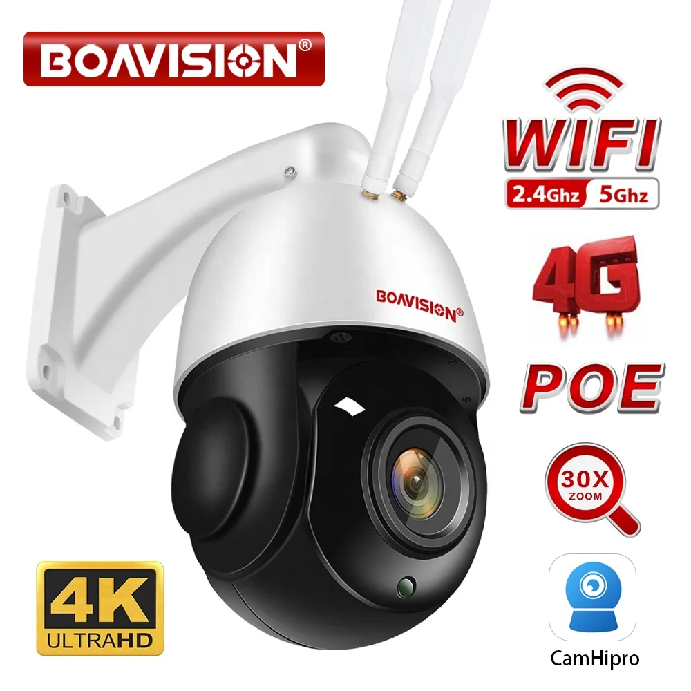 Humanoid detection Auto Tracking PTZ Camera Outdoor 4K 8MP H.265 WiFi 4G Security Wireless PTZ Speed Surveillance Camera Audio