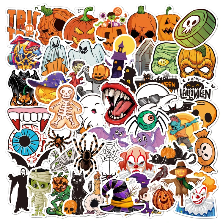 Wholesale Suitcase Notebook Window Decoration Custom Vinyl Sticker Waterproof Horror Self Adhesive Halloween Sticker