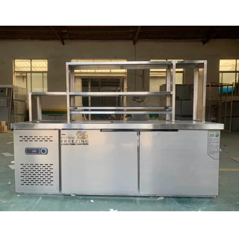 2024 New Products customization Factory Manufacture Stainless Steel Refrigerator Salad Prep Counter Salad Bar Cart For Sale