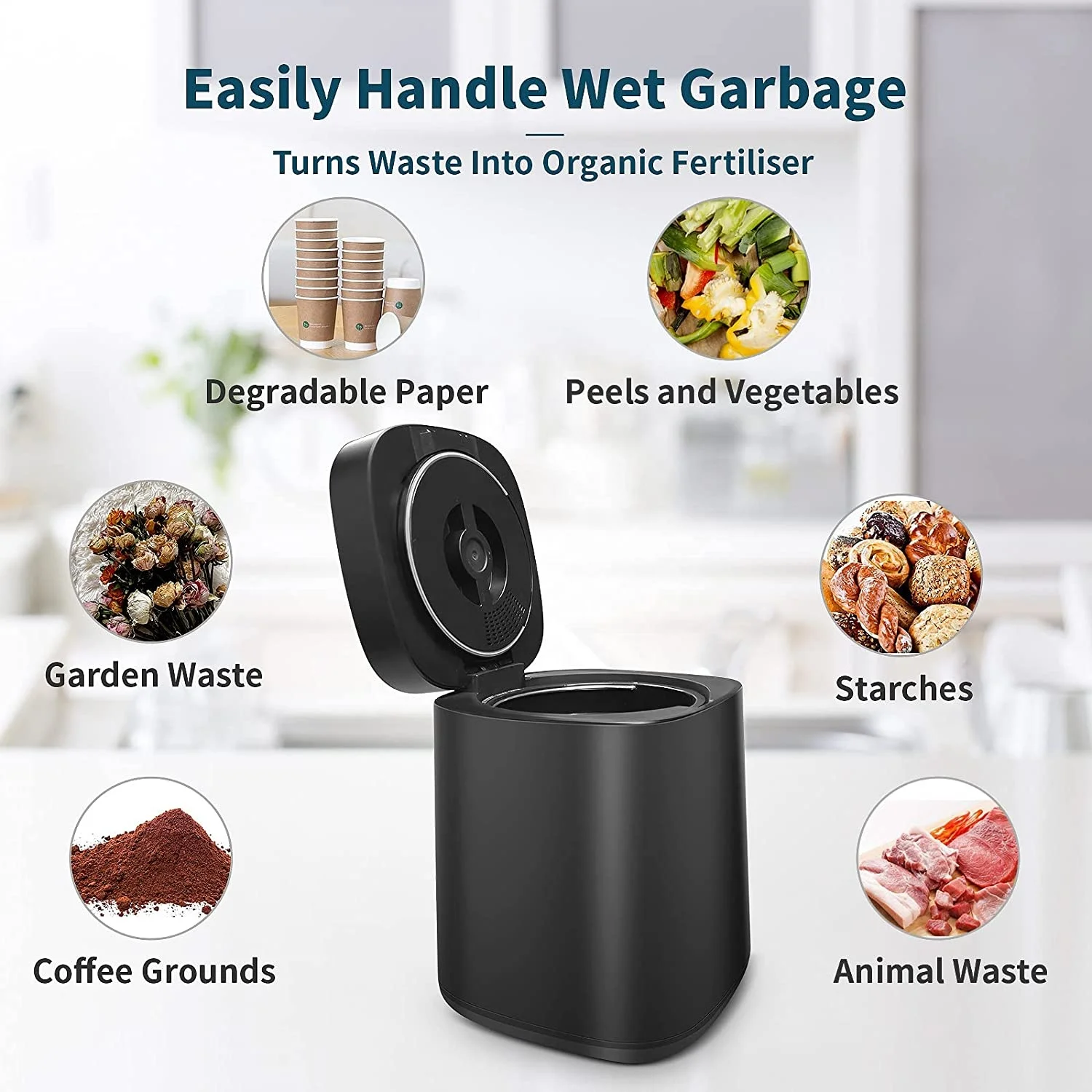 Kitchen Food Garbage Disposal Electric Waste Food Recycling Machine Composting for Home 500W English Household composter