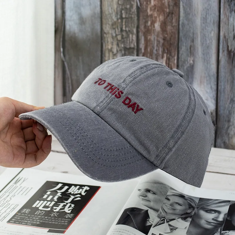 
Hot sale washed denim baseball cap sport cap with letter embroidery 