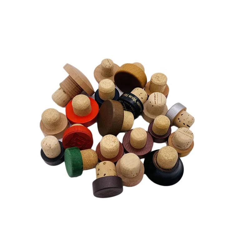 Factory Direct Sale T-shaped Zamak Metal Plastic Wood Liquor Brandy Spirits Tequila Vodka Gin Rum Bottle Synthetic Cork