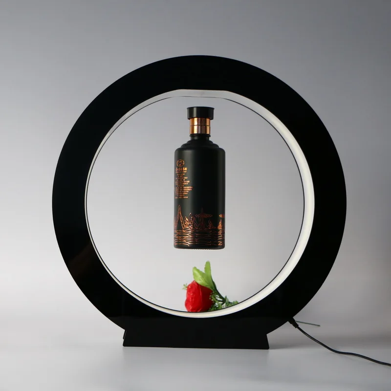 Store Exhibition Stand Liquor Wine Floating Display Magnetic Floating Beer Bottle Display Rack with led light