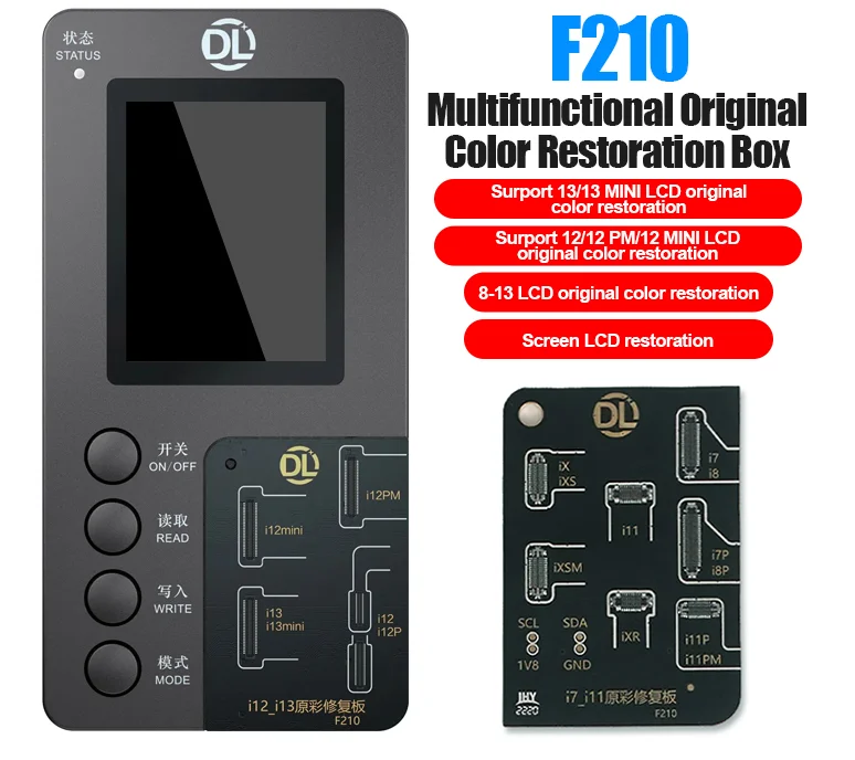 dl f210 True Tone Recovery Tester programmer For iPhone 8-13 Original or Copy LCD Orignal Color Repair No Need Ori Screen