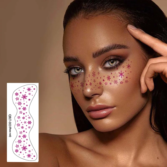 Customizable Temporary Body Fashionable Paper glitter freckles face tattoo Disposable Temporary Tattoos Inspired henna Model