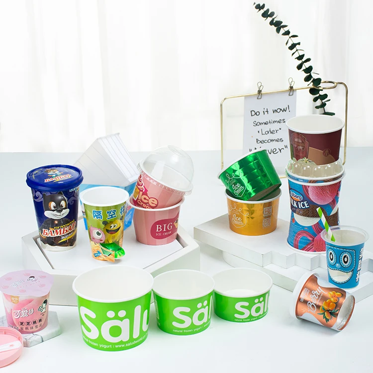 
Wholesales Custom Design Printing Different Size Disposable Paper cup Paper Bowl with Lid for Ice Cream 