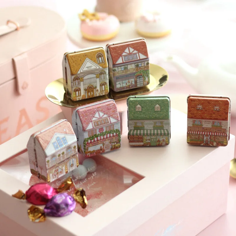 beautiful octagonal eight side house shape metal tin box with personalized design