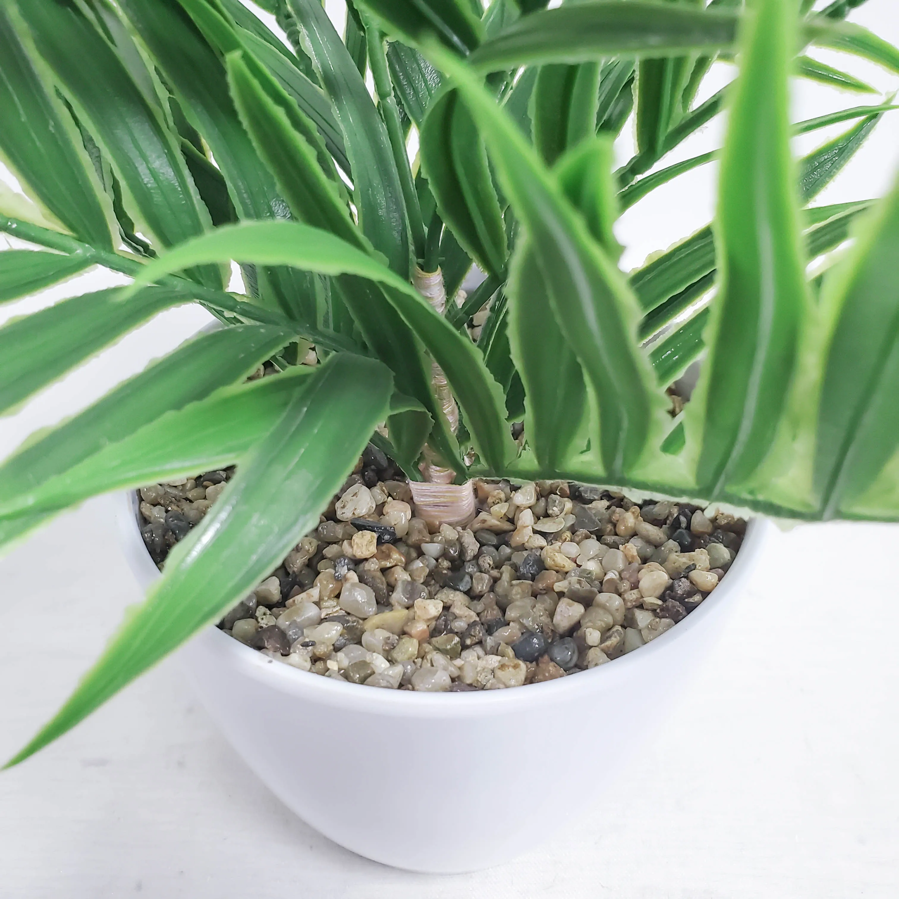 Hot Sales Simulation Real Touch Mini Plants Plastic Artificial Palm Tree In Melamine Pot for home Decoration