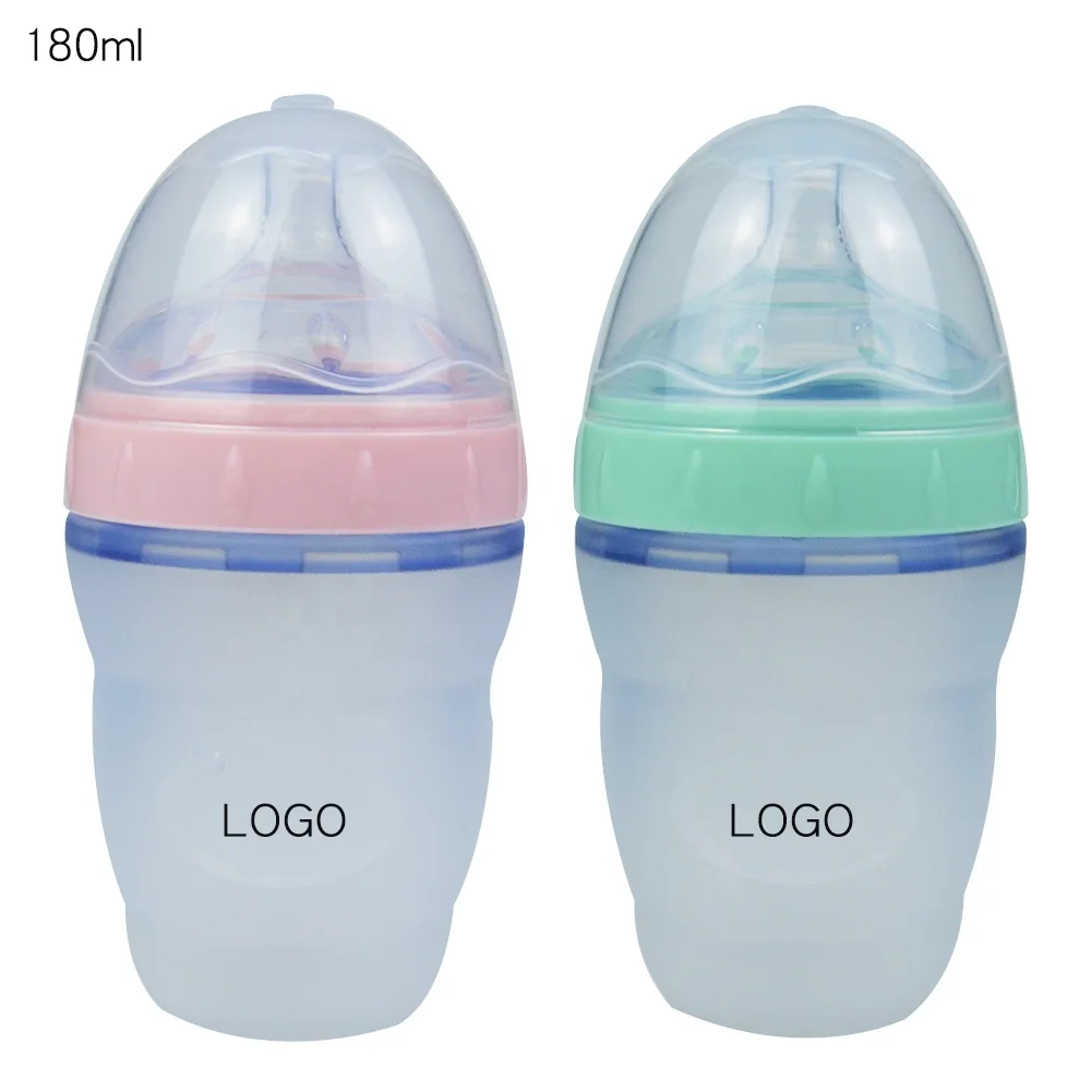 Oem Silicone Bottles Custom Thermos Milk Hands-free Baby Newborn Feeding Bottles 240/180ml