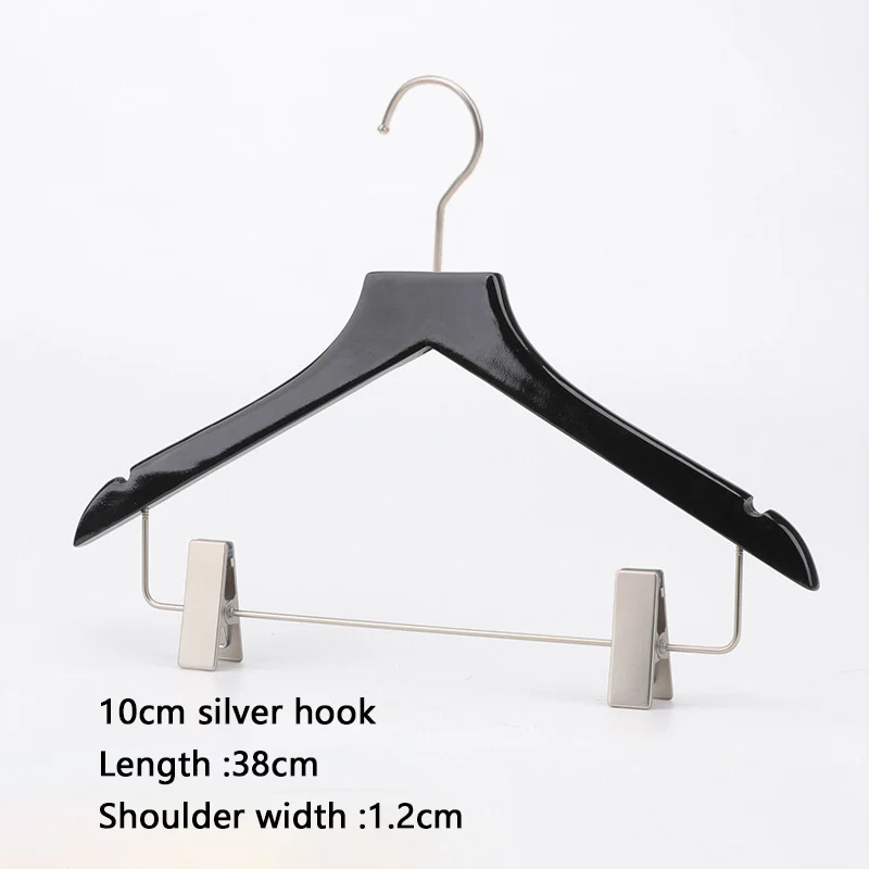 Custom Logo Skirt Trouser Pants Solid Wood Clothes Hanger Gold and Black Wooden Hangers with Clip