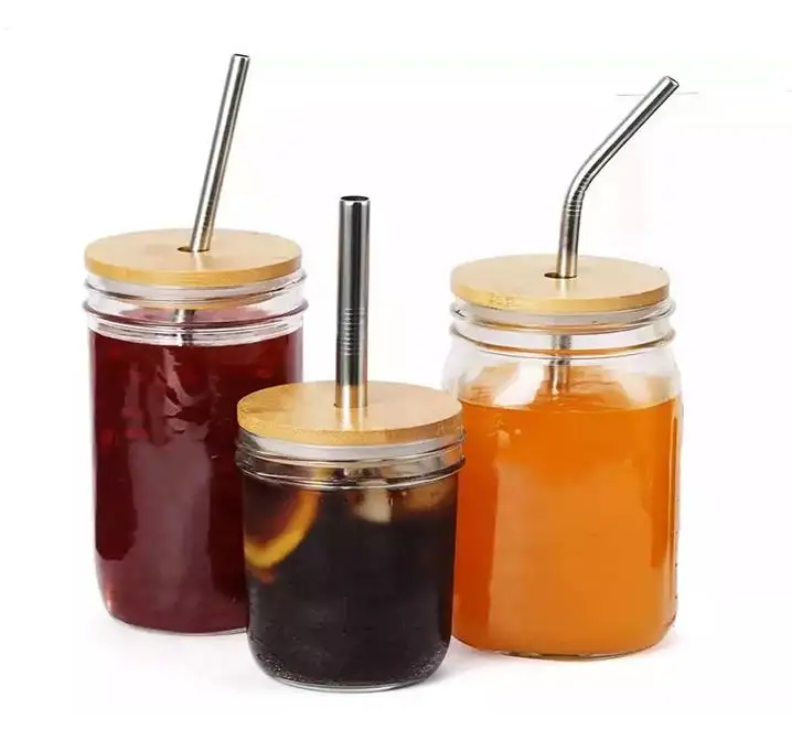 Bamboo Mason Jars Lids 70mm 88mm Wide Mouth Mason Jars with Drinking Straw Hole Mason Jars Lid