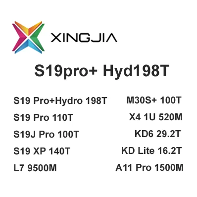 S19 Pro+ Hydro 198T S19 Pro 110T S19J Pro 100T S19 XP 140T L7 9500M M30S+ 100T X4 1U 520M KD6 29.2T A11 Pro 1500M KD Lite 16.2T