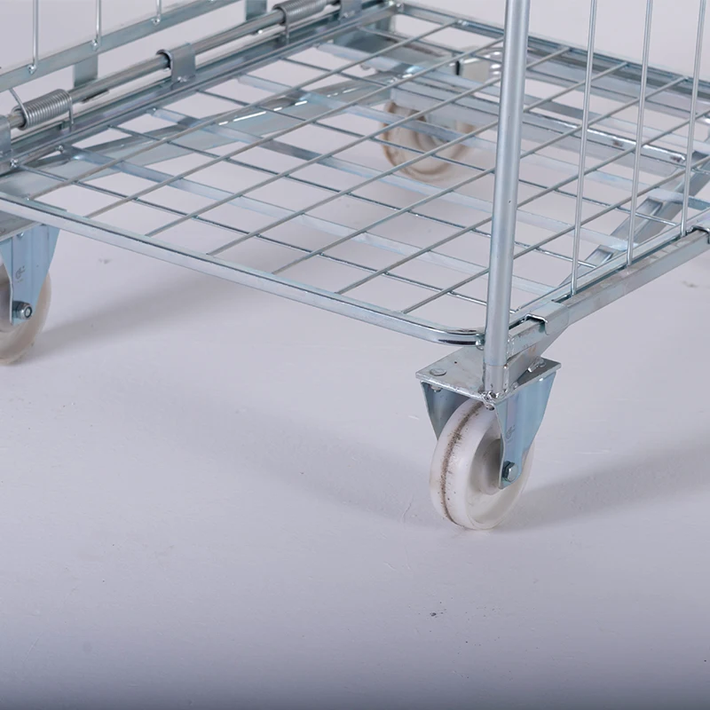 Factory Price Wholesale Powder Coated Heavy Duty Wire Steel Roll Container Storage Cage Trolley Roll Container Trolley
