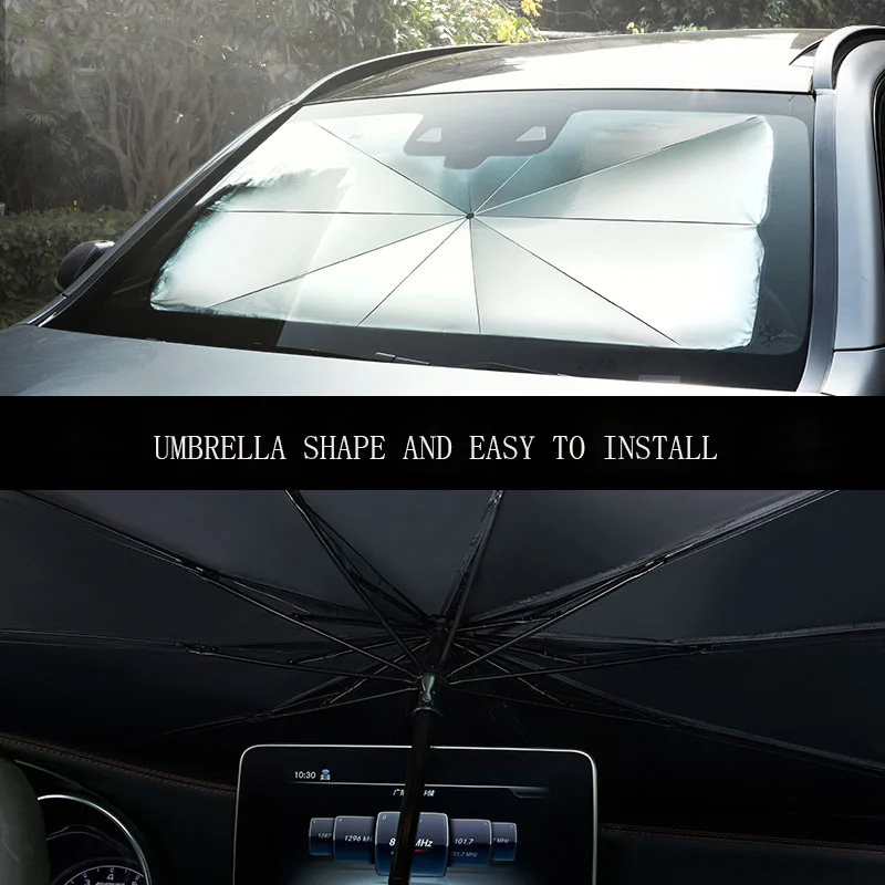 2022 Hot Selling Car Umbrella Wind Shield Sun Shade Front Window Sunshade Windscreen Car Umbrella Steel Fashion Modern Manual