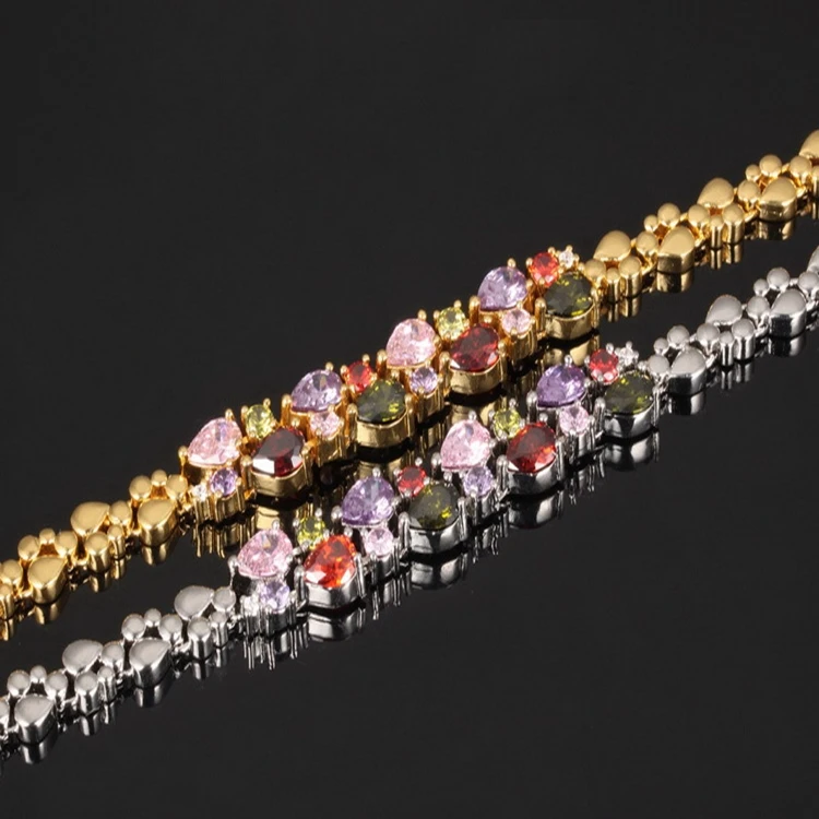 Mona Lisa AAA Zircon Crystal Copper Gold Plated Bracelet Valentine Day Gift