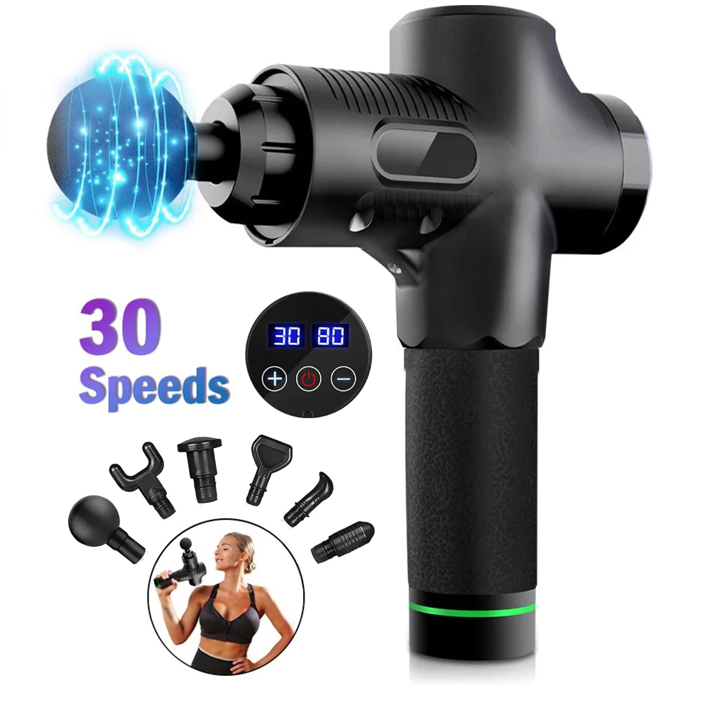 2022 тренажерного зала фитнеса Профессиональный глубокого мышечного мини усилитель вибрации мышцы 30 скоростей с бесщеточным двигателем и щеточный МОТОР Pro массажный пистолет