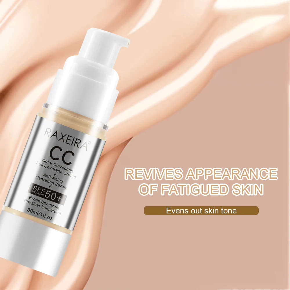 OEM SPF 50+ Color Correcting Cream Full Coverage Liquid Foundation Collagen Face CC Cream Foundation Makeup Waterproof