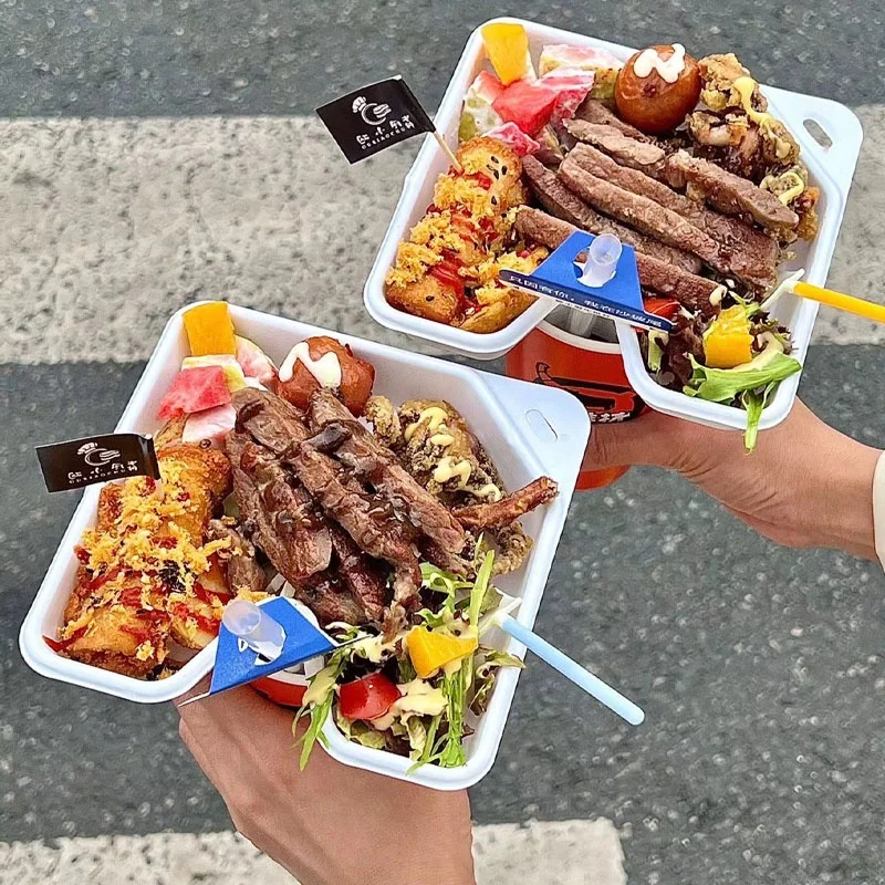 Steak Cup Creative Fried Chicken Square Bowls Disposable Plastic Snack Trays plastic cup holder Takeaway