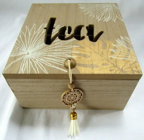 Antique wooden tea bag storage gift organizer box custom design 4 compartment  with gold leaf paint