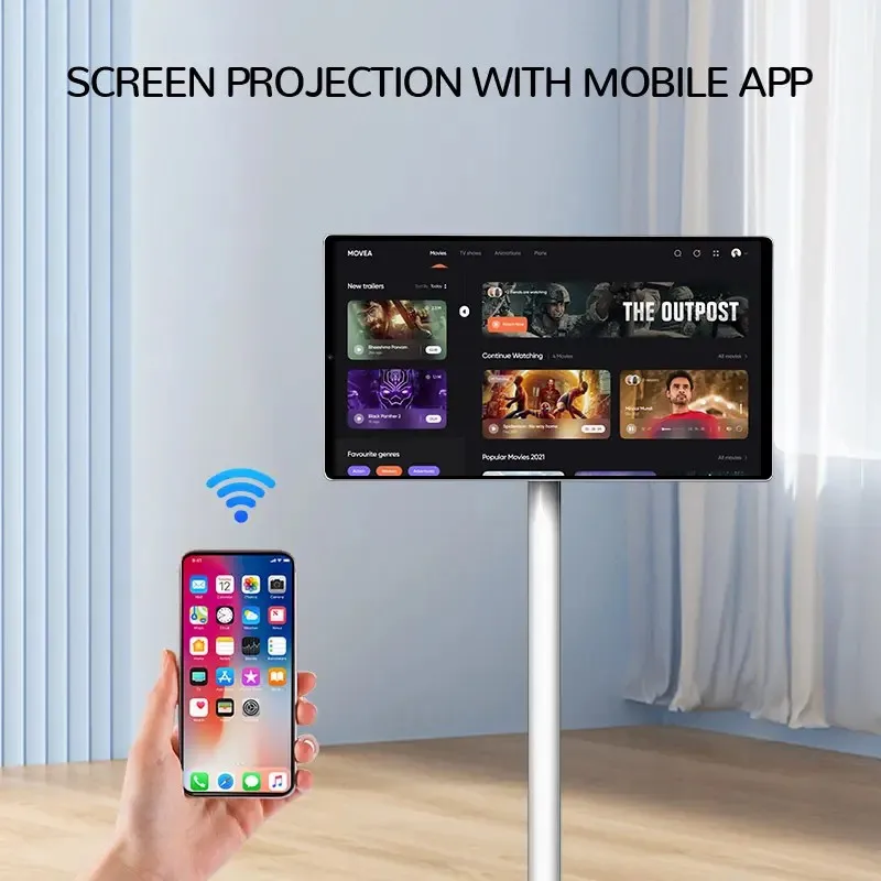 New Arrivals 21.5 Portable Android 13 6gb+128gb Jcpc Padgo Bestie Stand Follow By Me Smart Tv Smart Mobile Tv