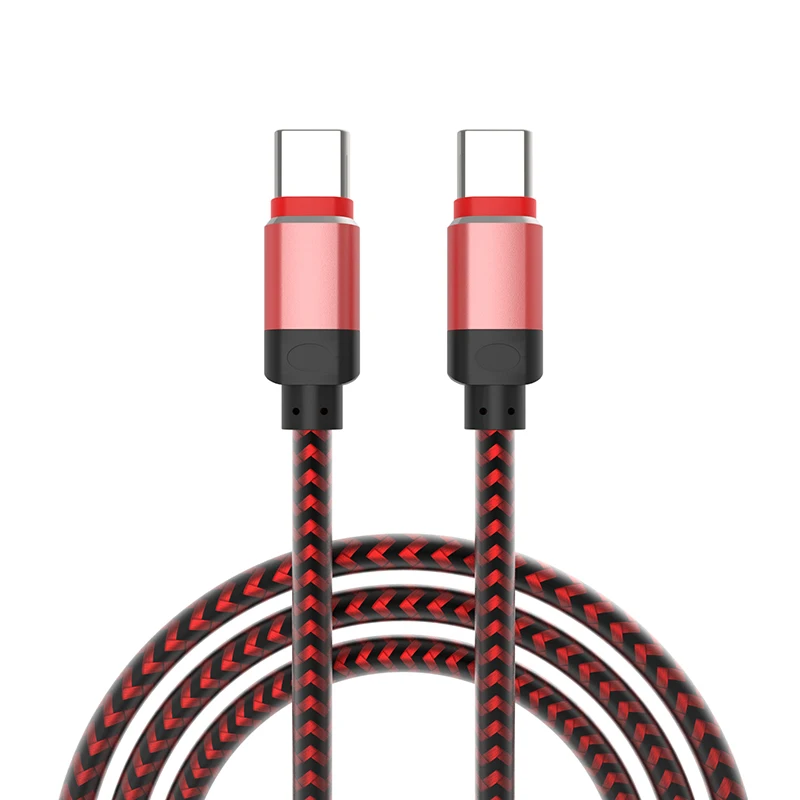 Custom OEM ODM Anti-break 1m 2m 3m Nylon Braided Metal Head Data usb Cable Fast transmission type C to type C cable Android