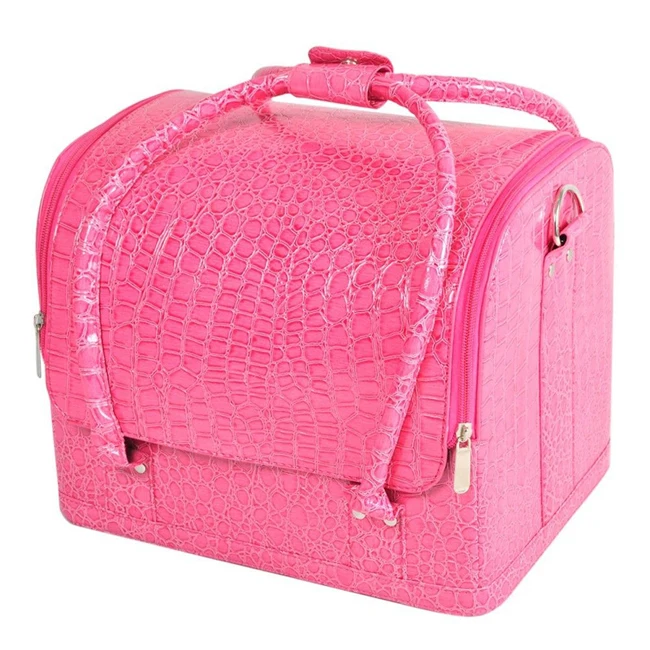 Large Faux Leather Beauty Cosmetic Makeup Vanity Case Bag Nail Art Box XY-441