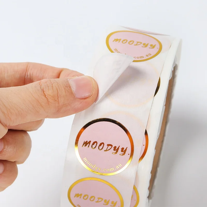 Custom printed waterproof pet logo round label stickers label with gold foil