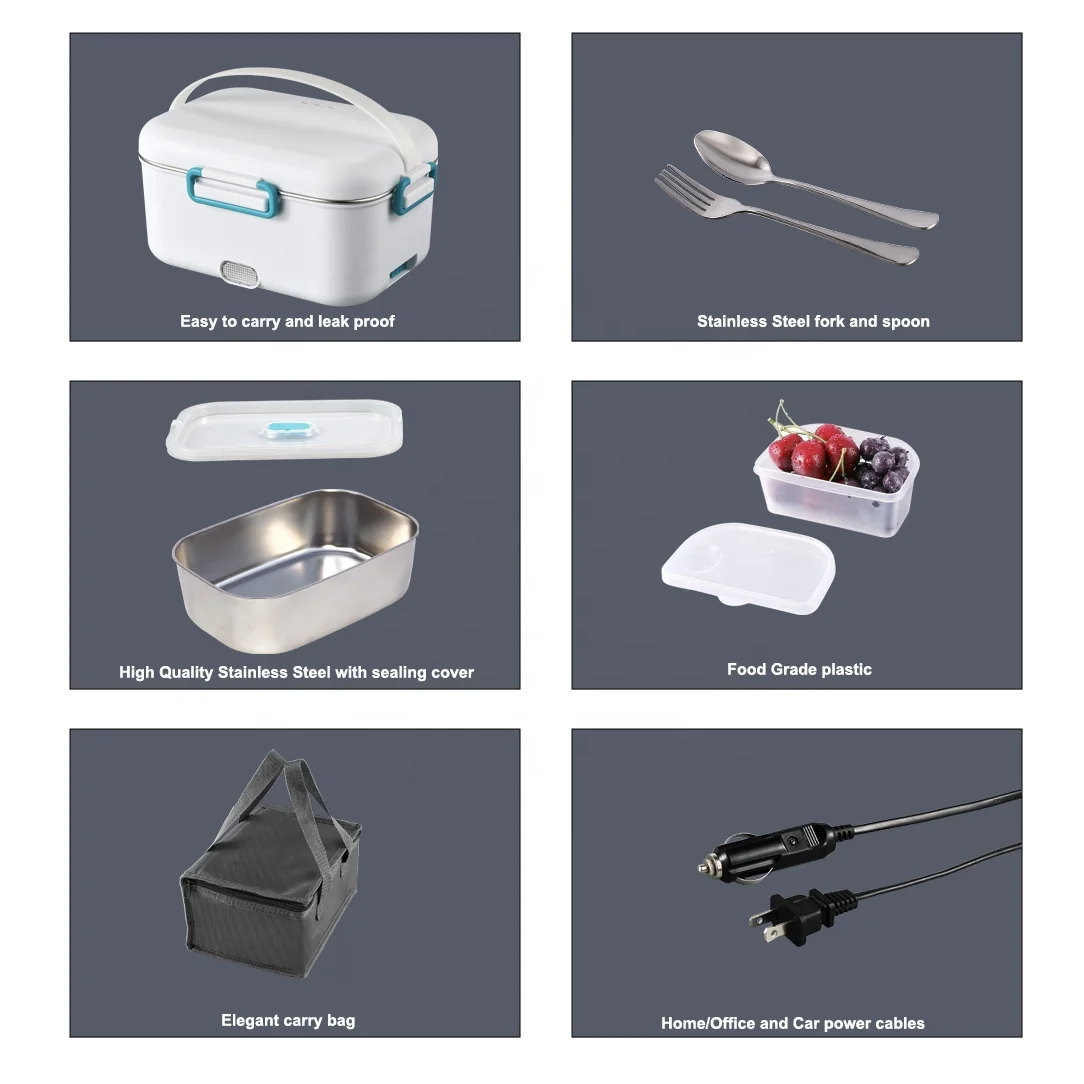 12V /24V/110V/230V portable food heater electric lunch box for home office or car