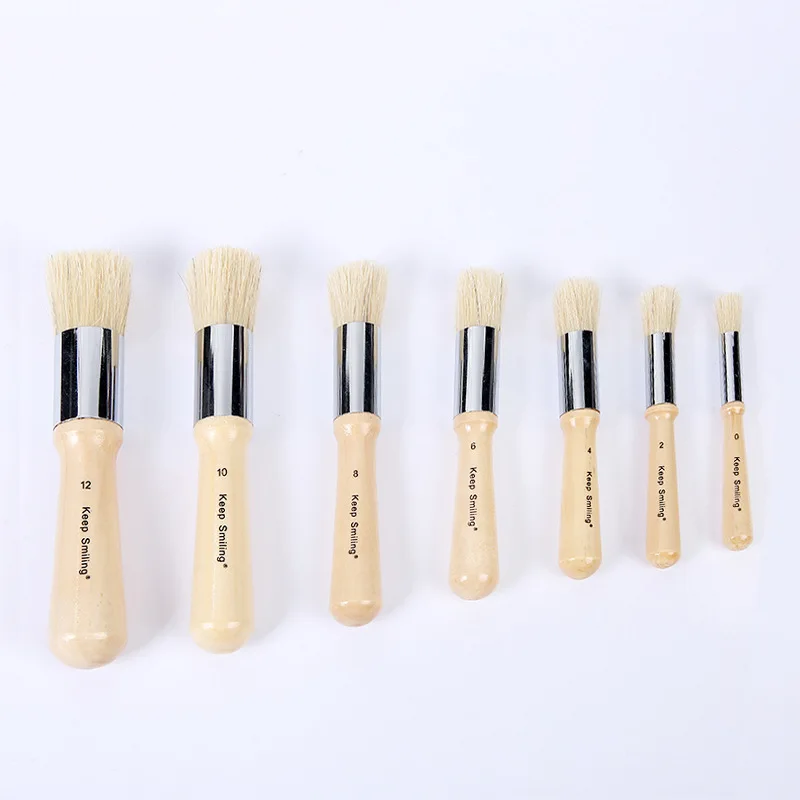 Customized Single Piece 0# 2# 4# 6# 8# 10# 12# Oil Paint Wooden Handle Bristle Paint Brush