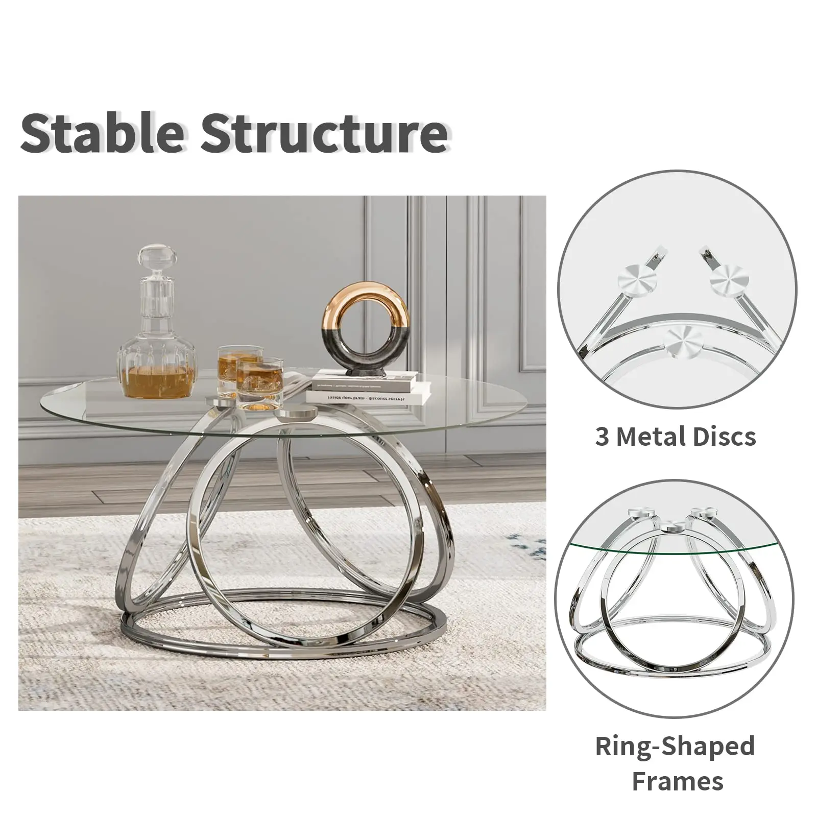 Oak Living Room Furniture Coffee Table Sets Metal Center Luxury Texture Wrought Round Glass Coffee Table
