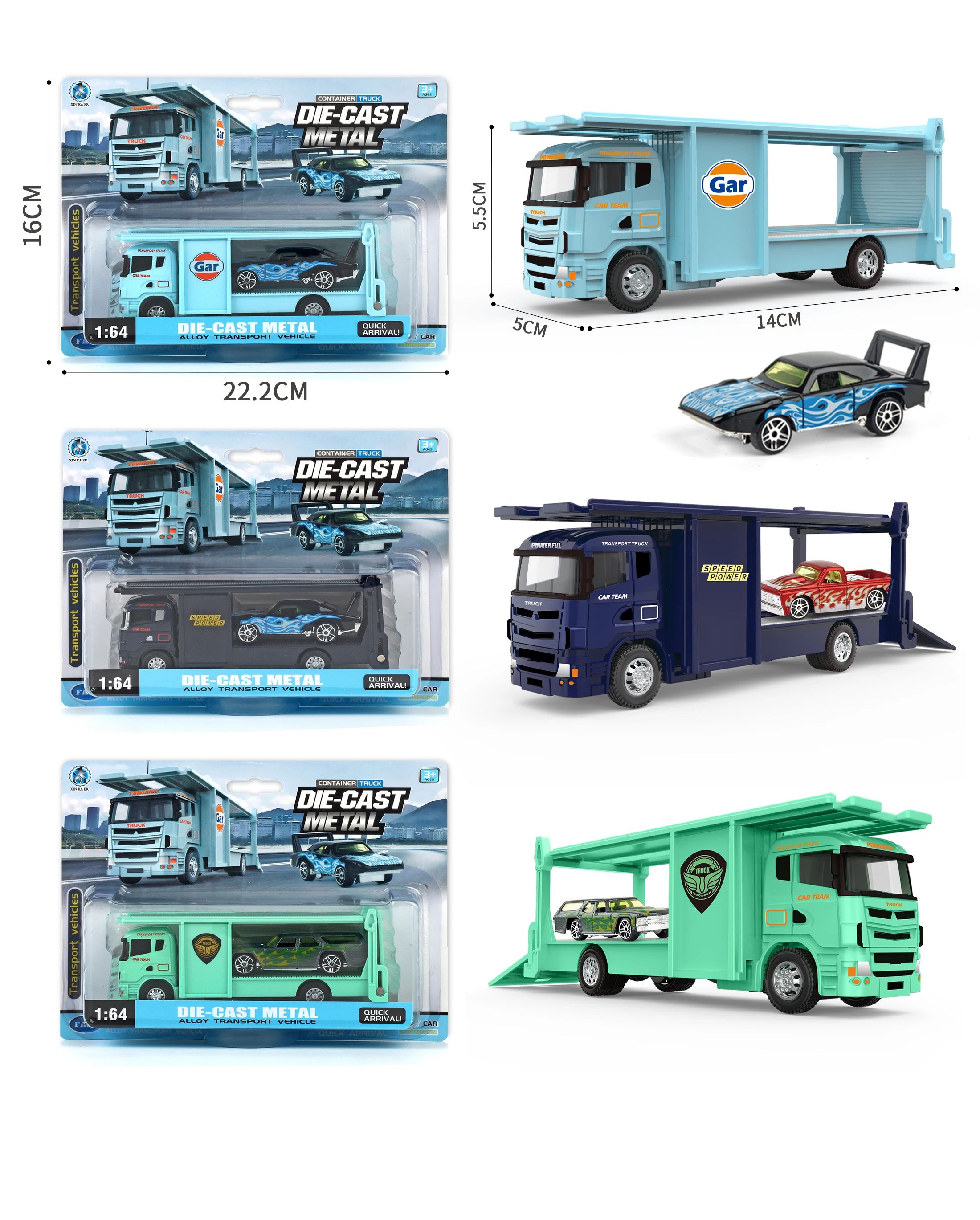 Diecast Alloy Truck Toy Car Model Removable Engineering Transport Container Lorry Vehicle With Light Pull Back Toy For Boys